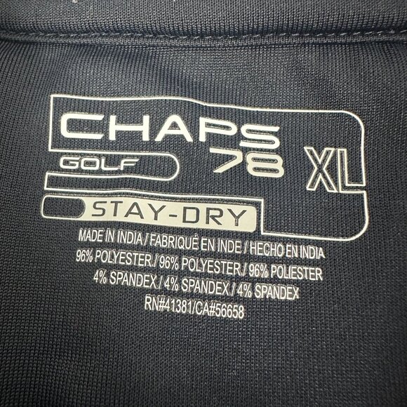 Chaps Mens Size XL Stay-Dry Navy Striped Polo Shirt - Picture 3 of 7